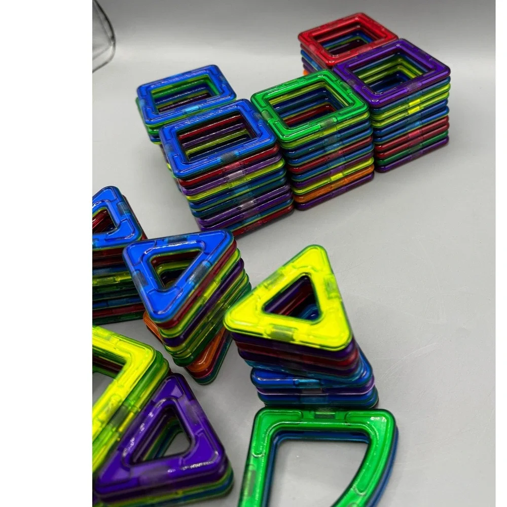 Magformers Magnetic Building Tiles 105 Pc Set Rainbow Colors STEM Mixed Shapes